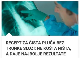 RECEPT ZA ČISTA PLUĆA BEZ TRUNKE SLUZI: NE KOŠTA NIŠTA, A DAJE NAJBOLJE REZULTATE