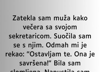 Zatekla sam muža kako večera sa svojom sekretaricom…”