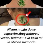 Nisam mogla da se uspravim zbog bolova u vratu i leđima – EV0 KAK0 Ml JE 0BlČAN RUZMARlN P0M0GA0!