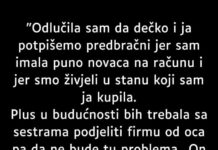 “Odlučila sam da dečko i ja potpišemo predbračni…”